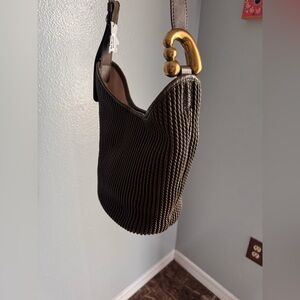 Fashion Olive Green Textured Women's Bag with Gold Accent